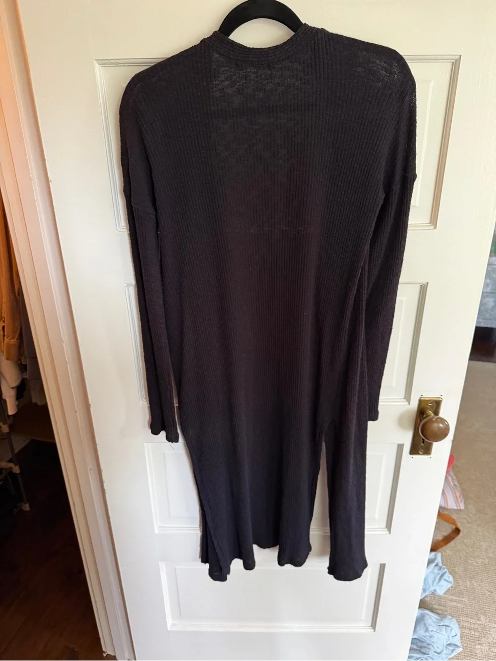 Lush Black Ribbed Open Cardigan - Picture 3 of 3